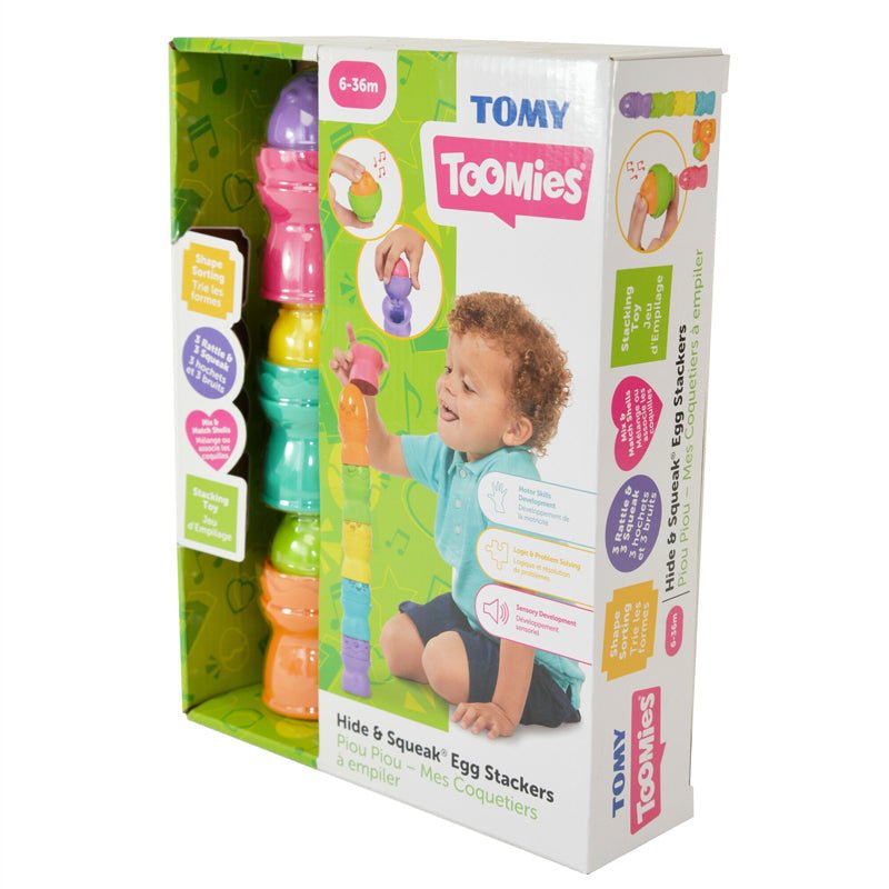 Tomy Toomies Hide & Squeak Egg Stackers - Baby&More