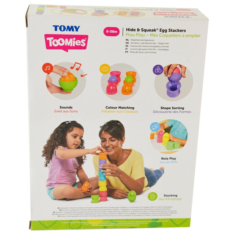 Tomy Toomies Hide & Squeak Egg Stackers - Baby&More