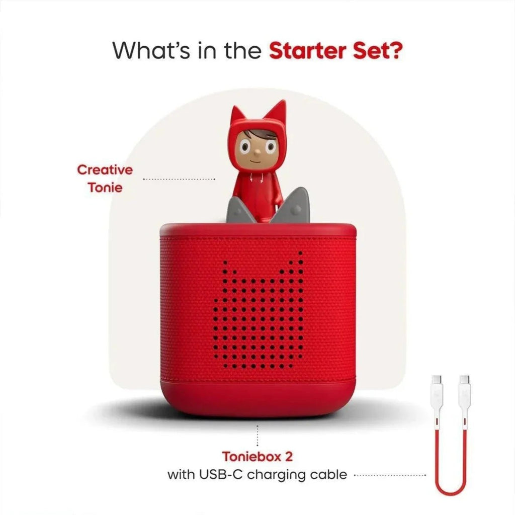 Tonies Toniebox 2 Starter Set with Creative Tonie Rubie - Sunset Red - Baby&More