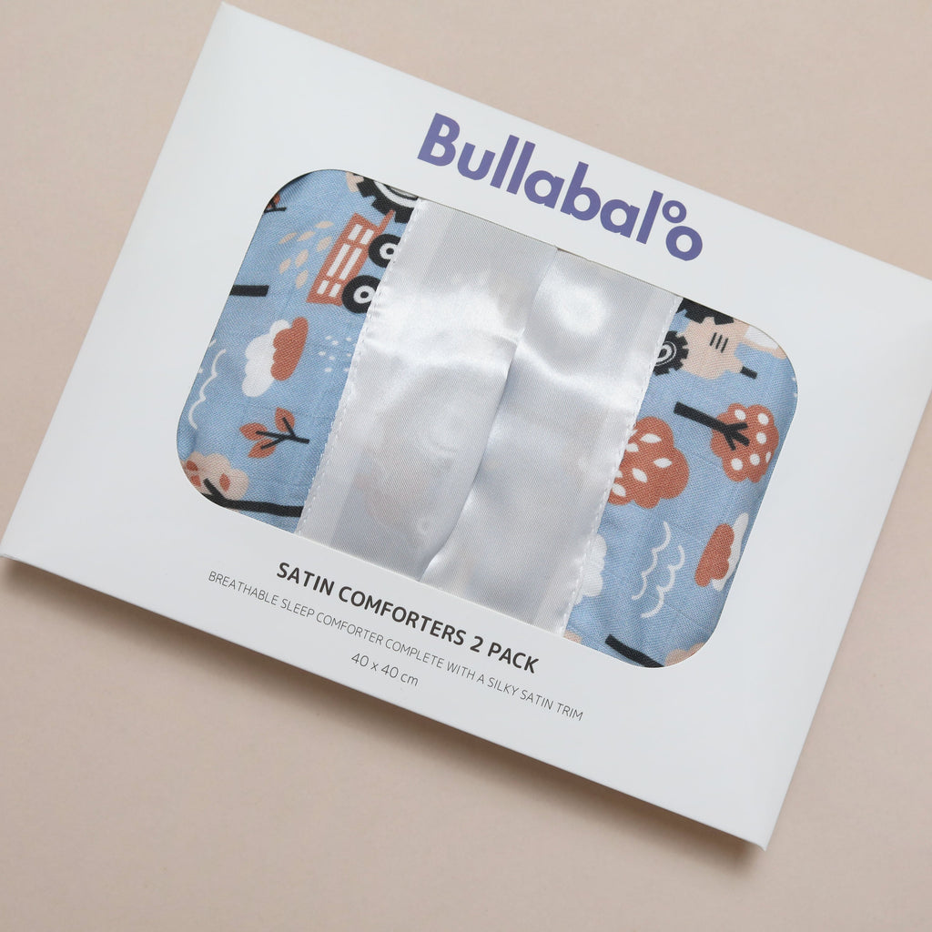 Bullabaloo Tractor Comforter Blanket -  White Satin - 2 Pack