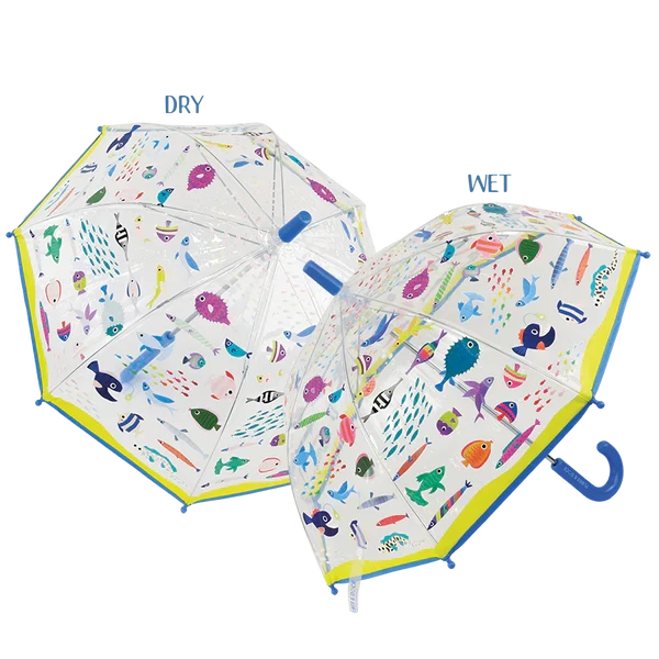 Floss & Rock Transparent Colour Changing Umbrella - Ocean