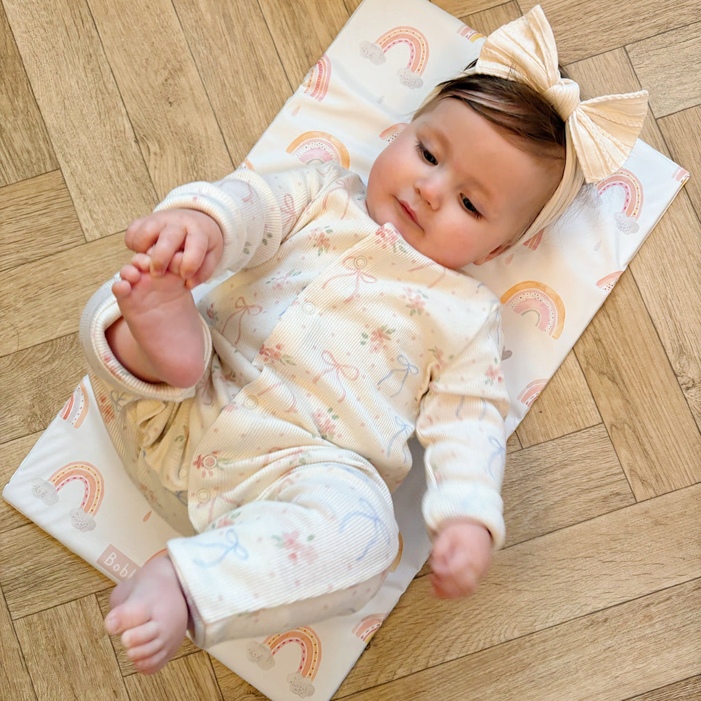 Bobbin and Bumble Travel Changing Mat - Pink Rainbow
