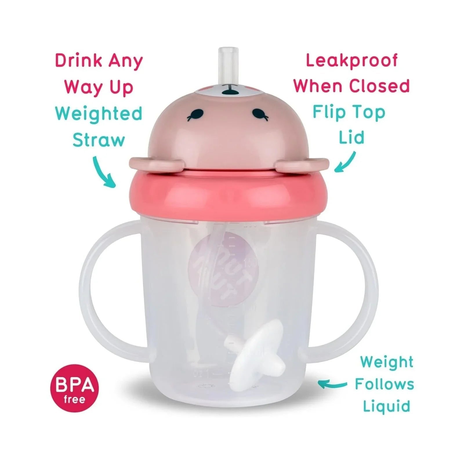 TUM TUM Betsy Bear Tippy Up Cup - Pink - Baby&More