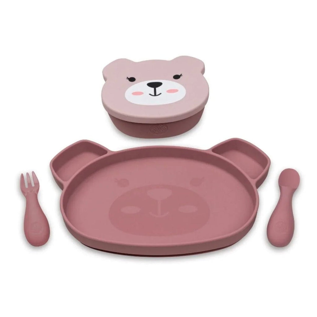 TUM TUM Silicone Weaning Bowl & Spoon Set Betsy Bear - Pink - Baby&More