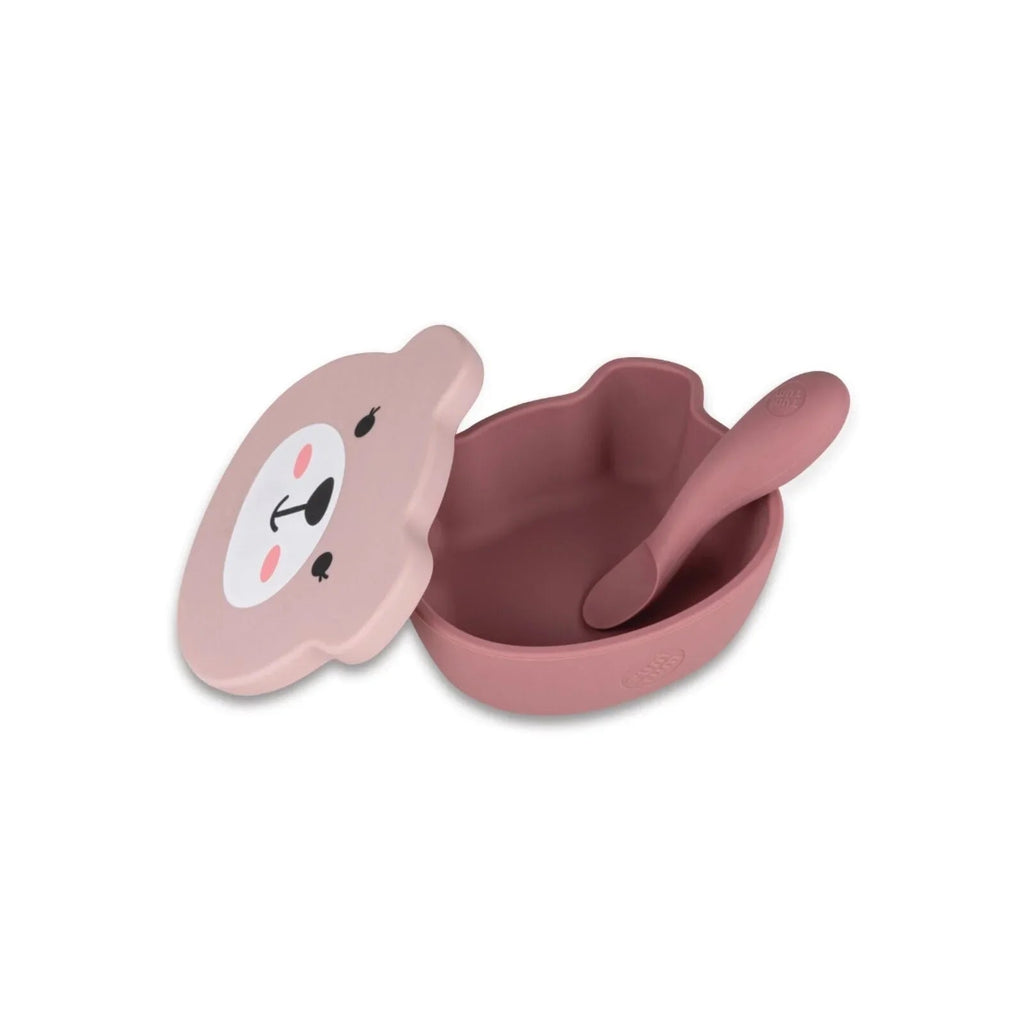 TUM TUM Silicone Weaning Bowl & Spoon Set Betsy Bear - Pink - Baby&More