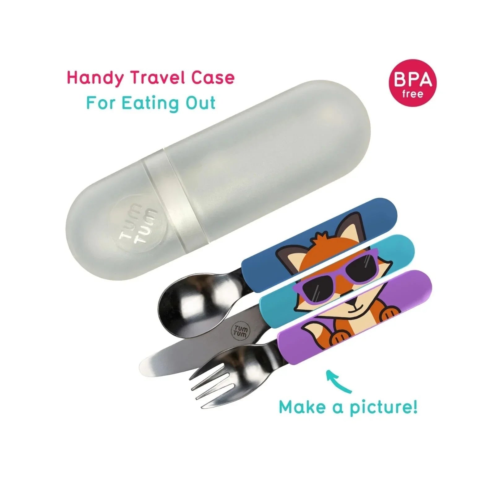 TUM TUM Travel Cutlery Set with Case - Felicity Fox - Baby&More