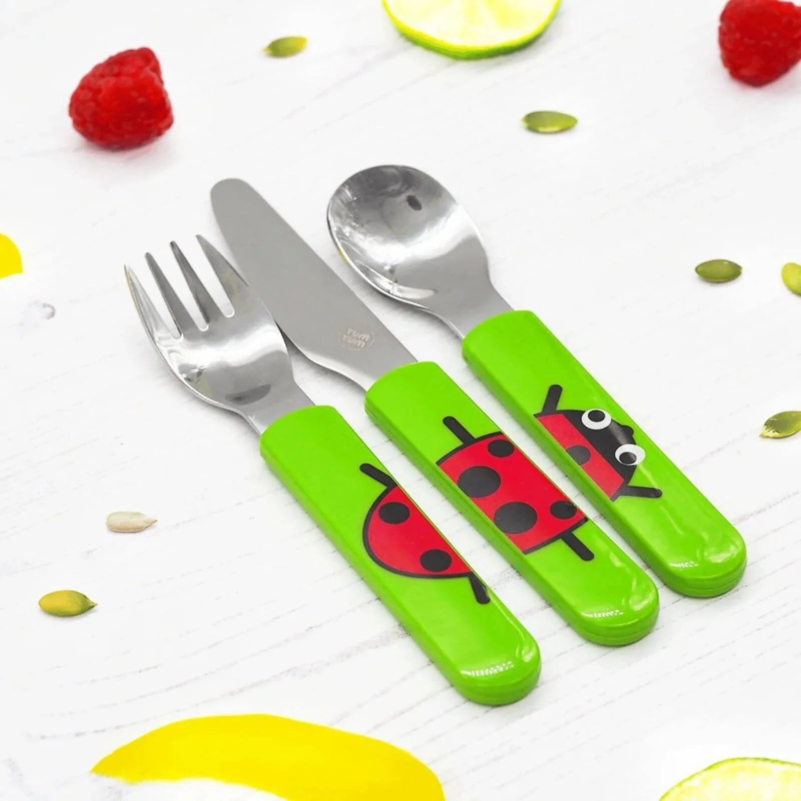 TUM TUM Travel Cutlery Set with Case - Ladybird - Baby&More