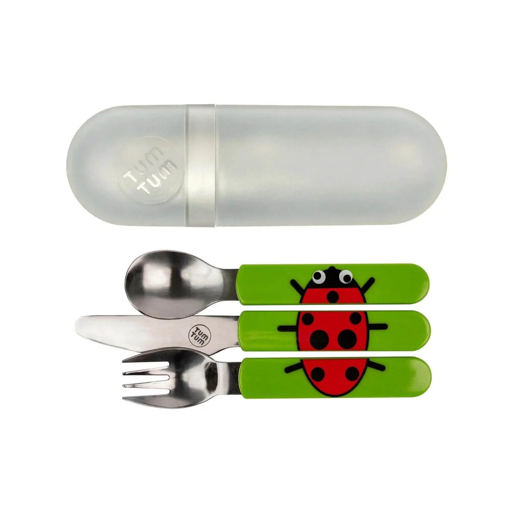 TUM TUM Travel Cutlery Set with Case - Ladybird - Baby&More