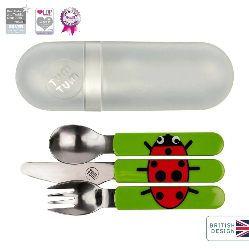 TUM TUM Travel Cutlery Set with Case - Ladybird - Baby&More