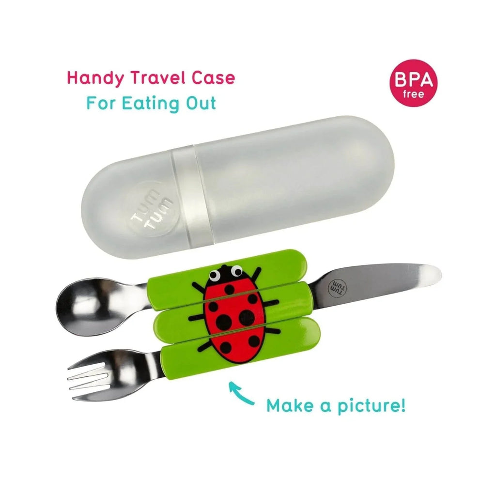 TUM TUM Travel Cutlery Set with Case - Ladybird - Baby&More