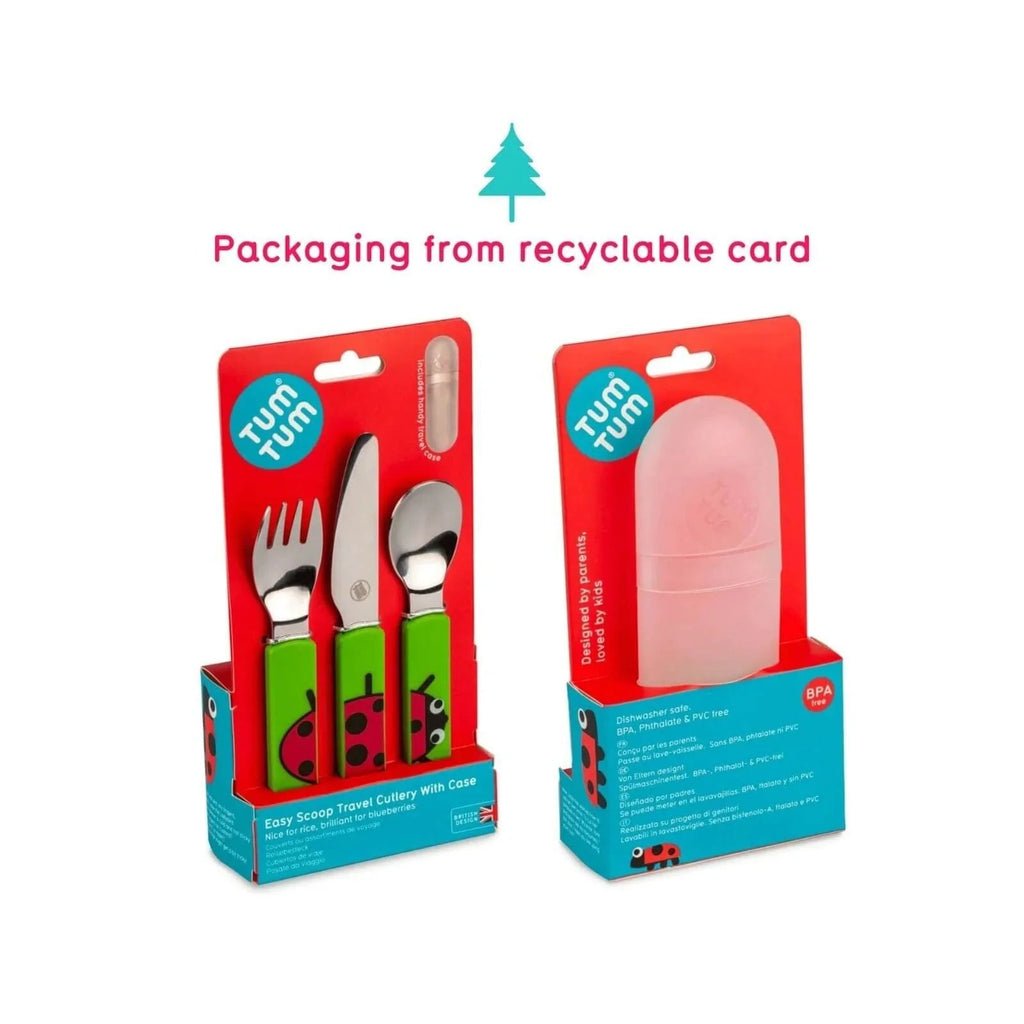 TUM TUM Travel Cutlery Set with Case - Ladybird - Baby&More
