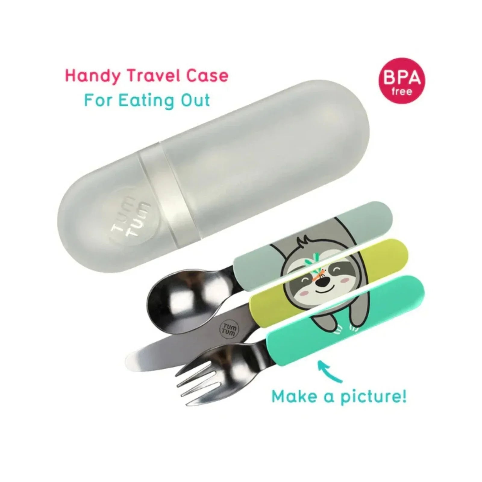 TUM TUM Travel Cutlery Set with Case - Stanley Sloth - Baby&More