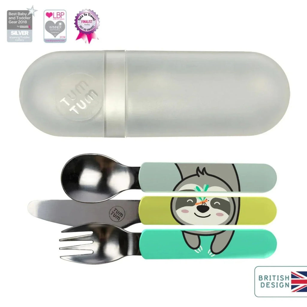 TUM TUM Travel Cutlery Set with Case - Stanley Sloth - Baby&More