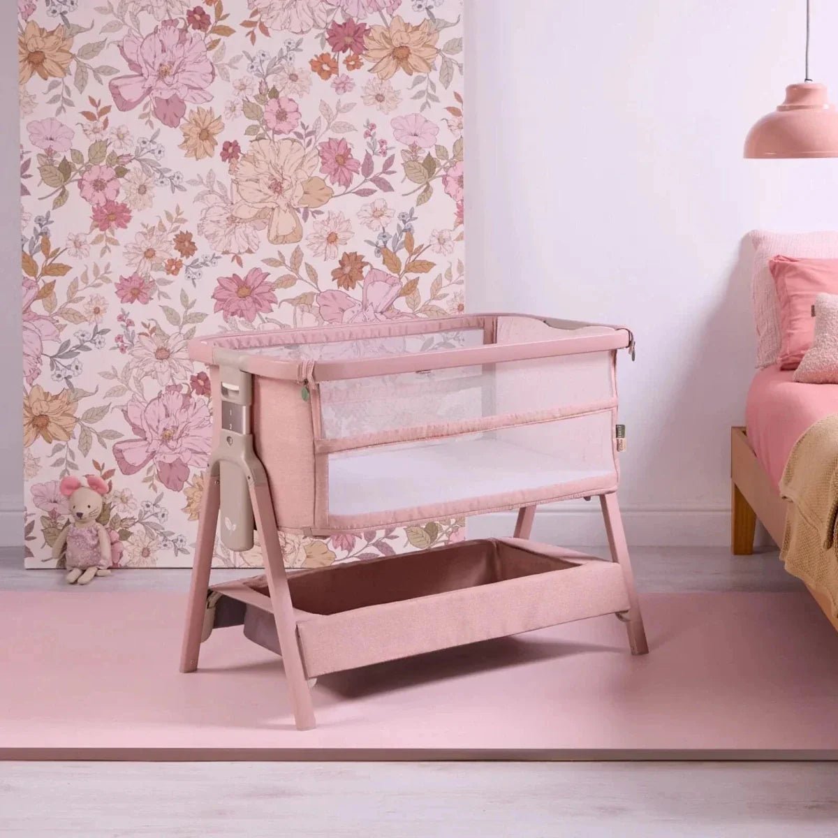 Tutti Bambini CoZee Zen Bedside Crib - Blush - Baby&More