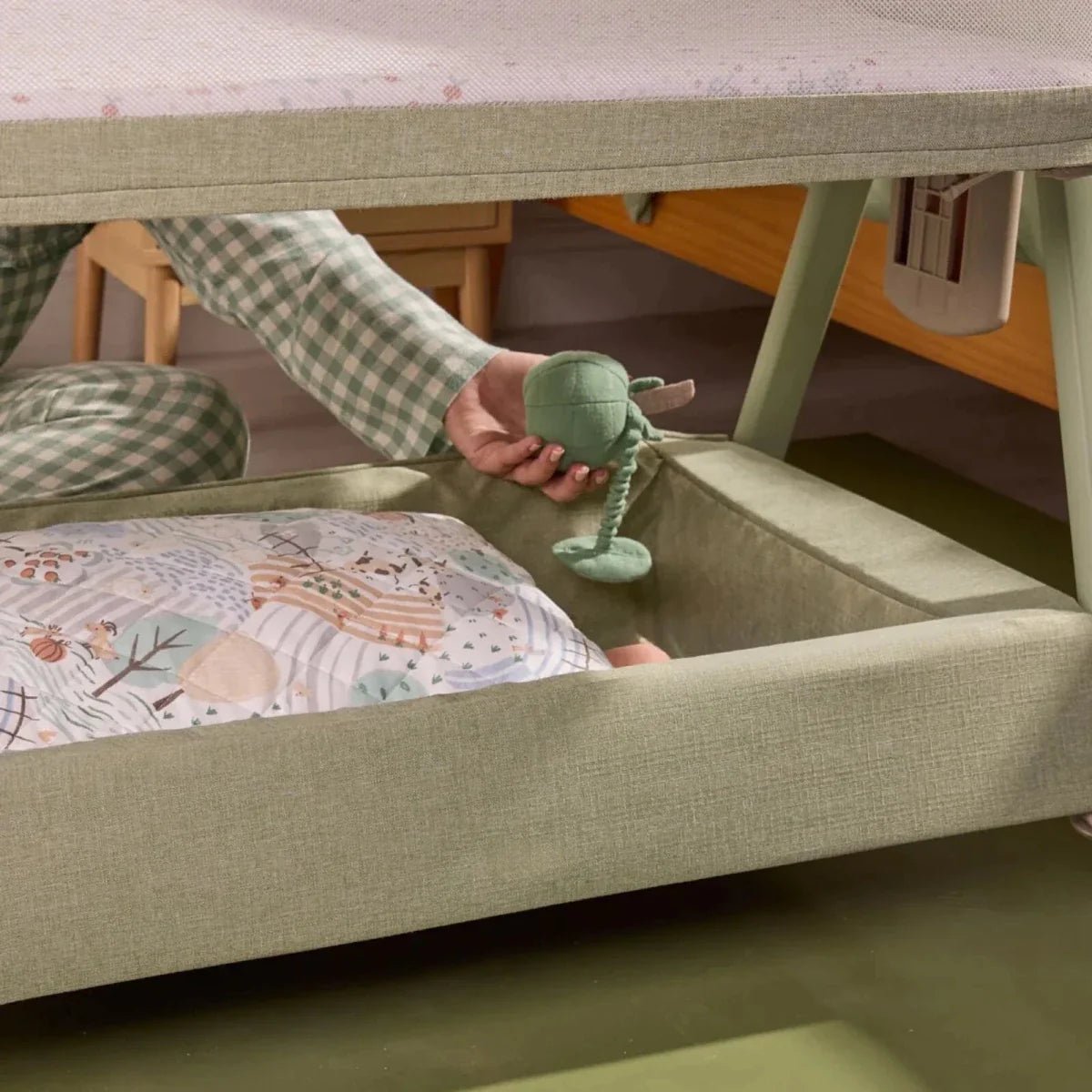 Tutti Bambini CoZee Zen Bedside Crib - Eucalyptus - Baby&More