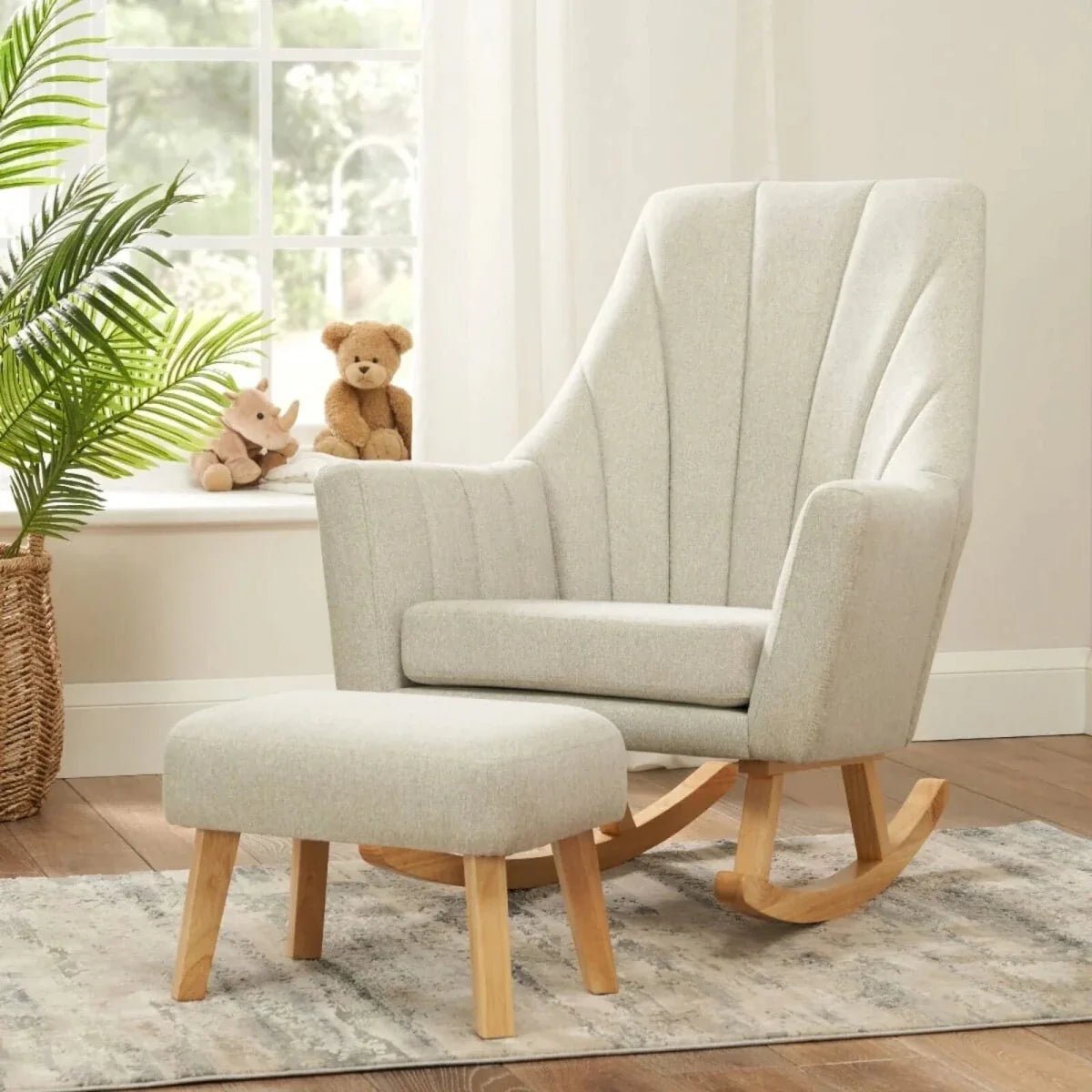 Tutti Bambini Jonah Rocking Chair & Foot Stool - Pebble - Baby&More