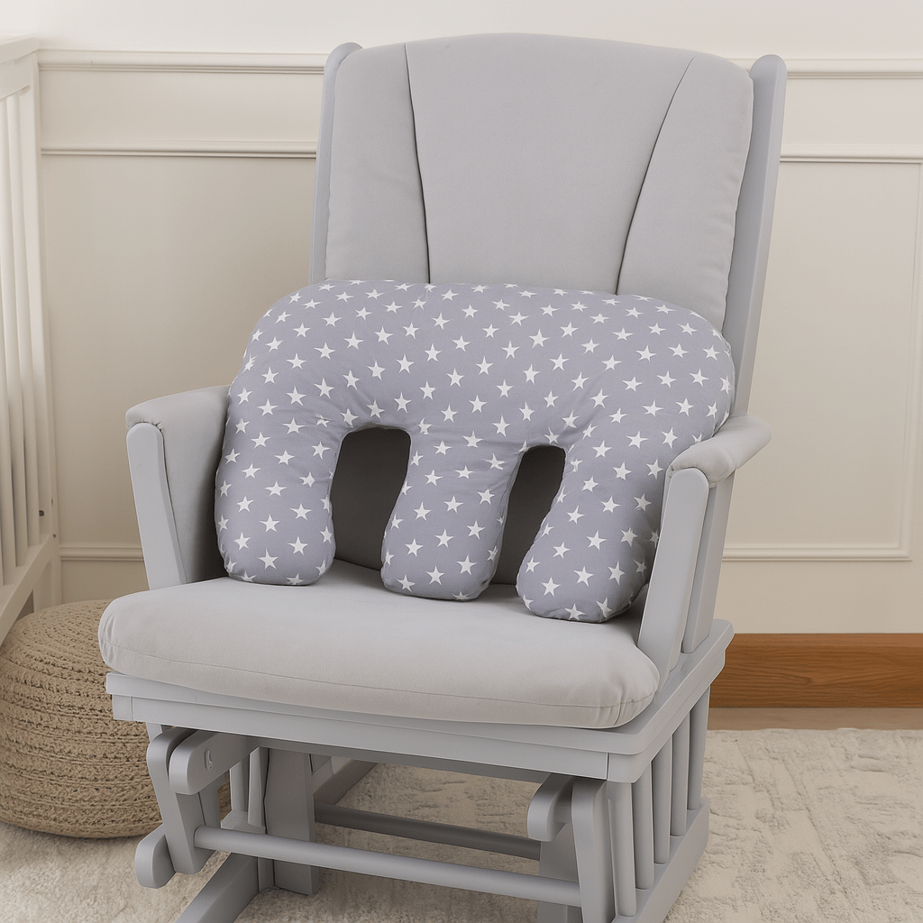 Twin Pregnancy Nursing Pillow - Grey with White Stars