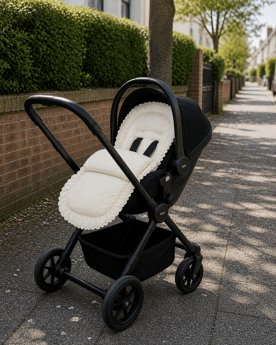 Universal Broderie Anglaise Car Seat Footmuff / Cosy Toes - Baby&More