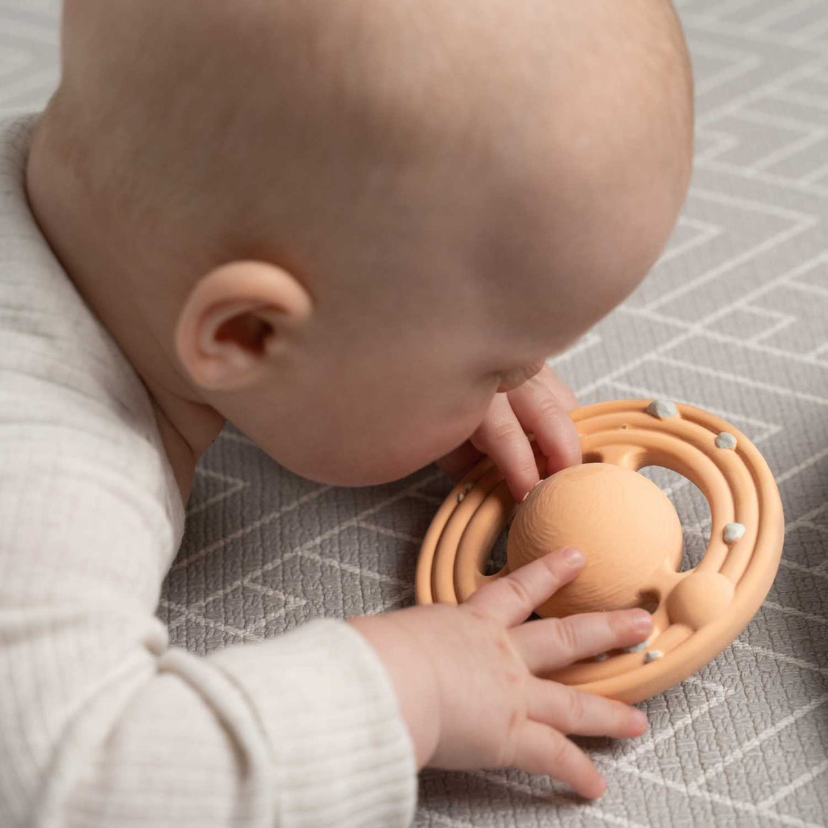 Natural Rubber Space Teether Baby Toy - Planet CH3W® Ringed Planet
