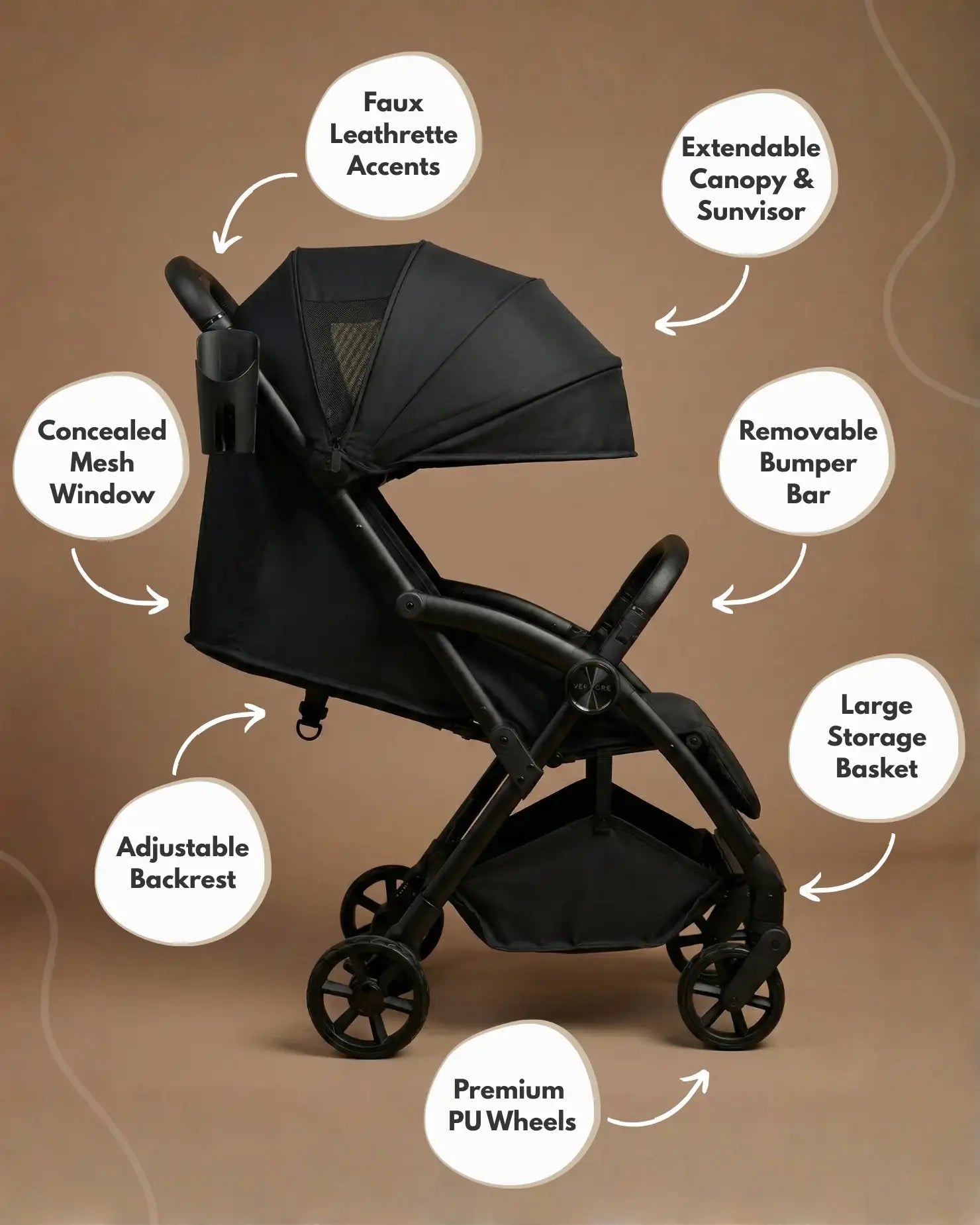 Venture Avio Compact Travel Baby Stroller - Black - Baby&More
