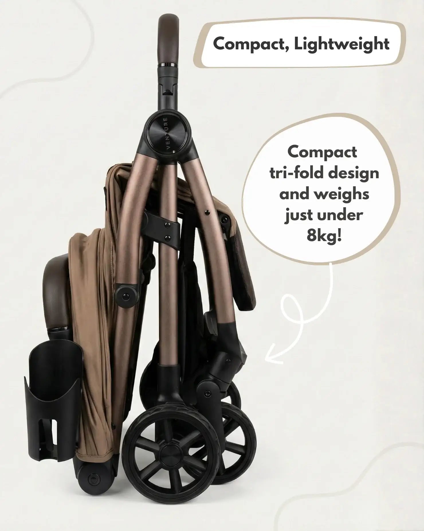 Venture Avio Compact Travel Baby Stroller - Truffle - Baby&More