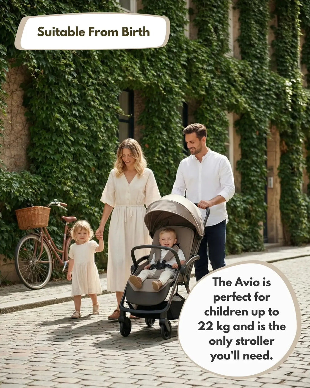 Venture Avio Compact Travel Baby Stroller - Truffle - Baby&More