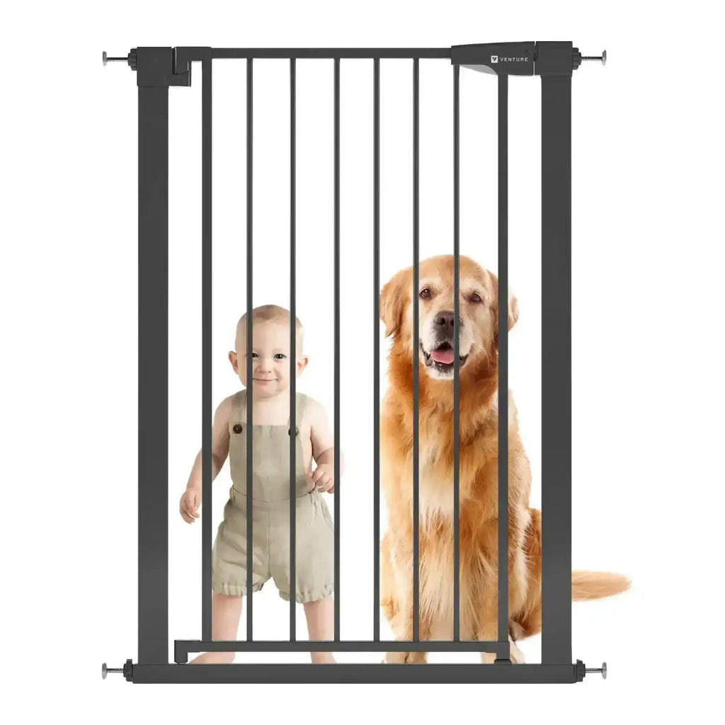 Venture Q-Fix 110cm Extra Tall Pressure Fit Baby & Pet Safety Gate - 73-80cm - Black - Baby&More