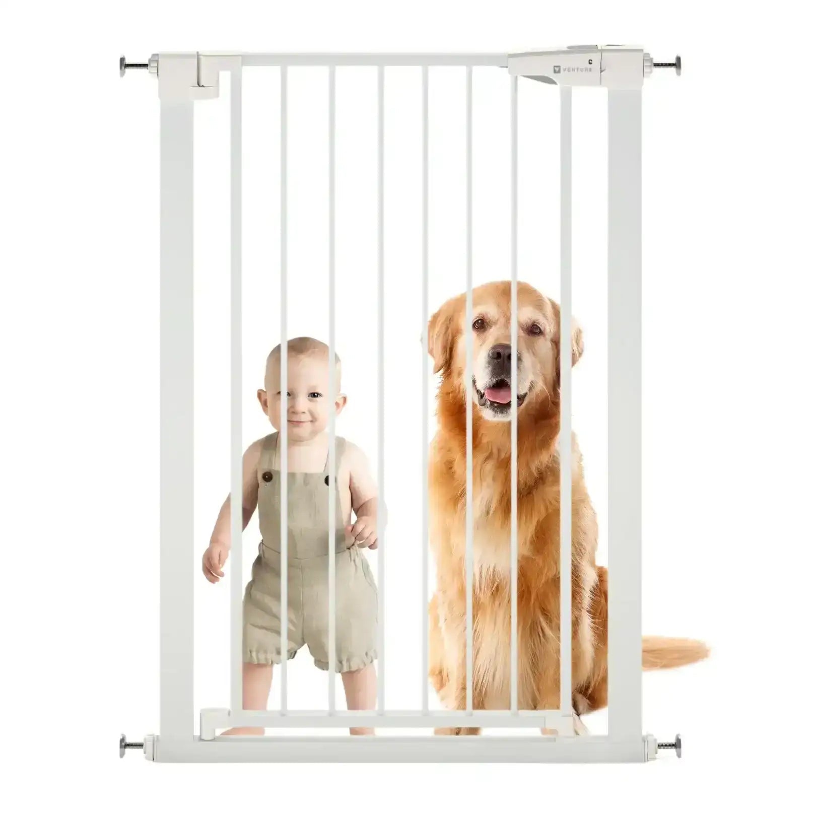 Venture Q - Fix 110cm Extra Tall Pressure Fit Baby & Pet Safety Gate - 73 - 80cm - White - Baby&More