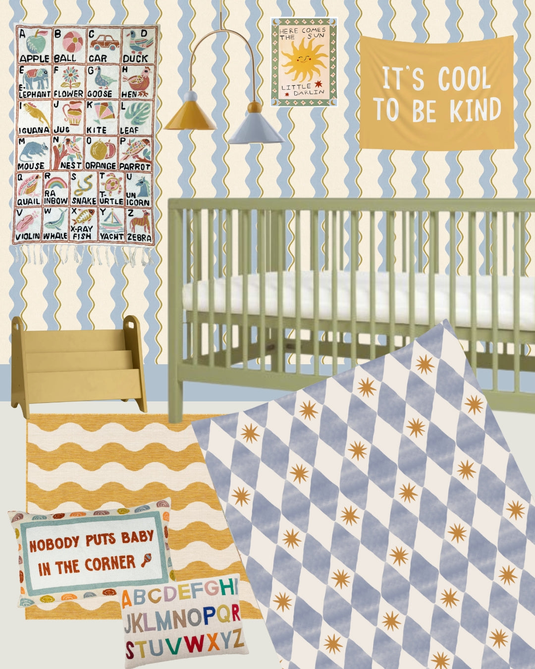 Bobbin and Bumble Standard Changing Mat - Blue Harlequin