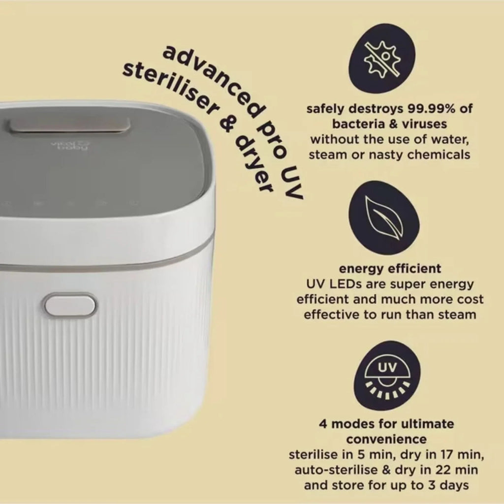 Vital Baby Advanced Pro UV Steriliser & Dryer (3rd Gen) - Arctic White - Baby&More