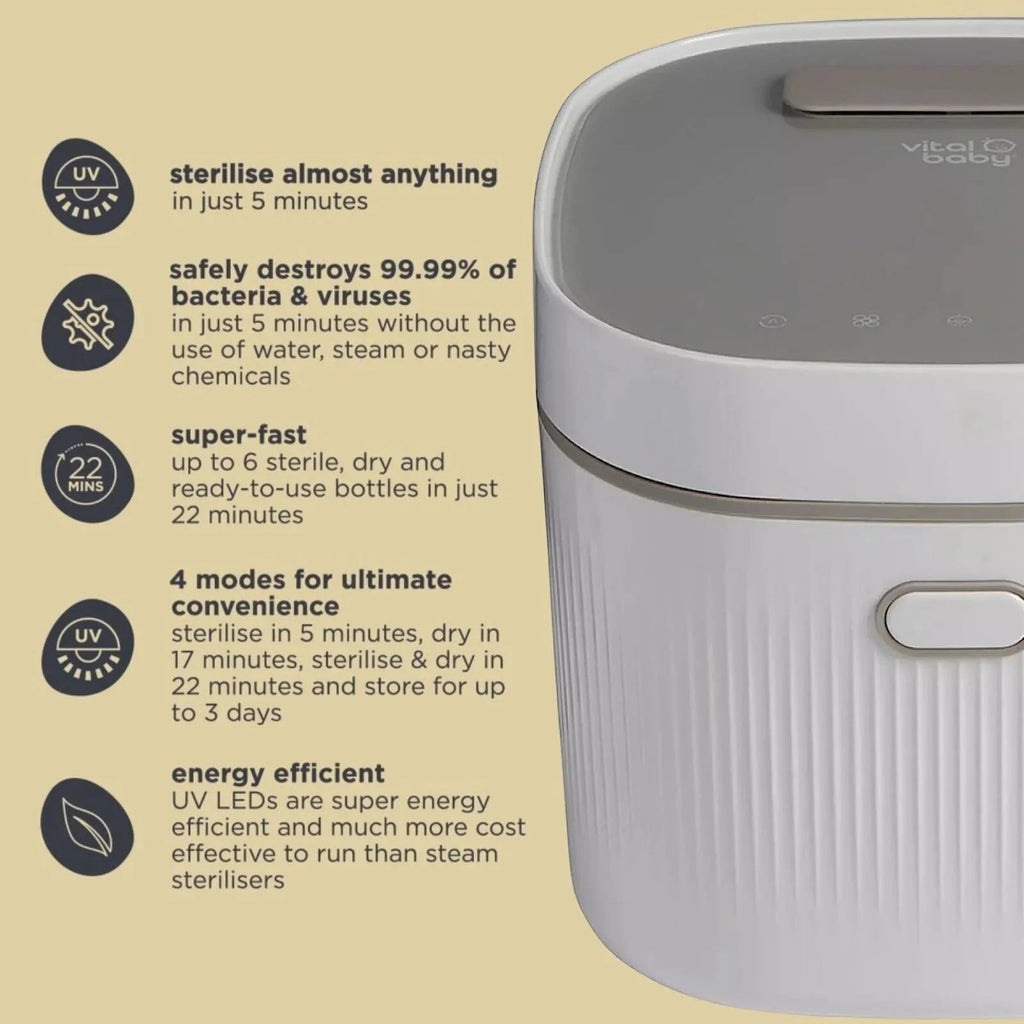Vital Baby Advanced Pro UV Steriliser & Dryer (3rd Gen) - Arctic White - Baby&More