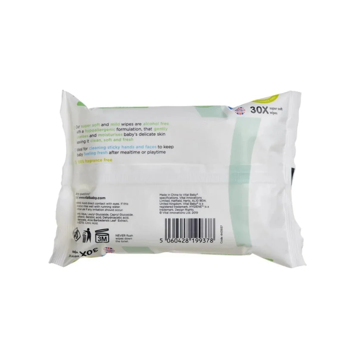 Vital Baby Hygiene Super Soft Fragrance Free Hand & Face Wipes - 12 packs - Baby&More