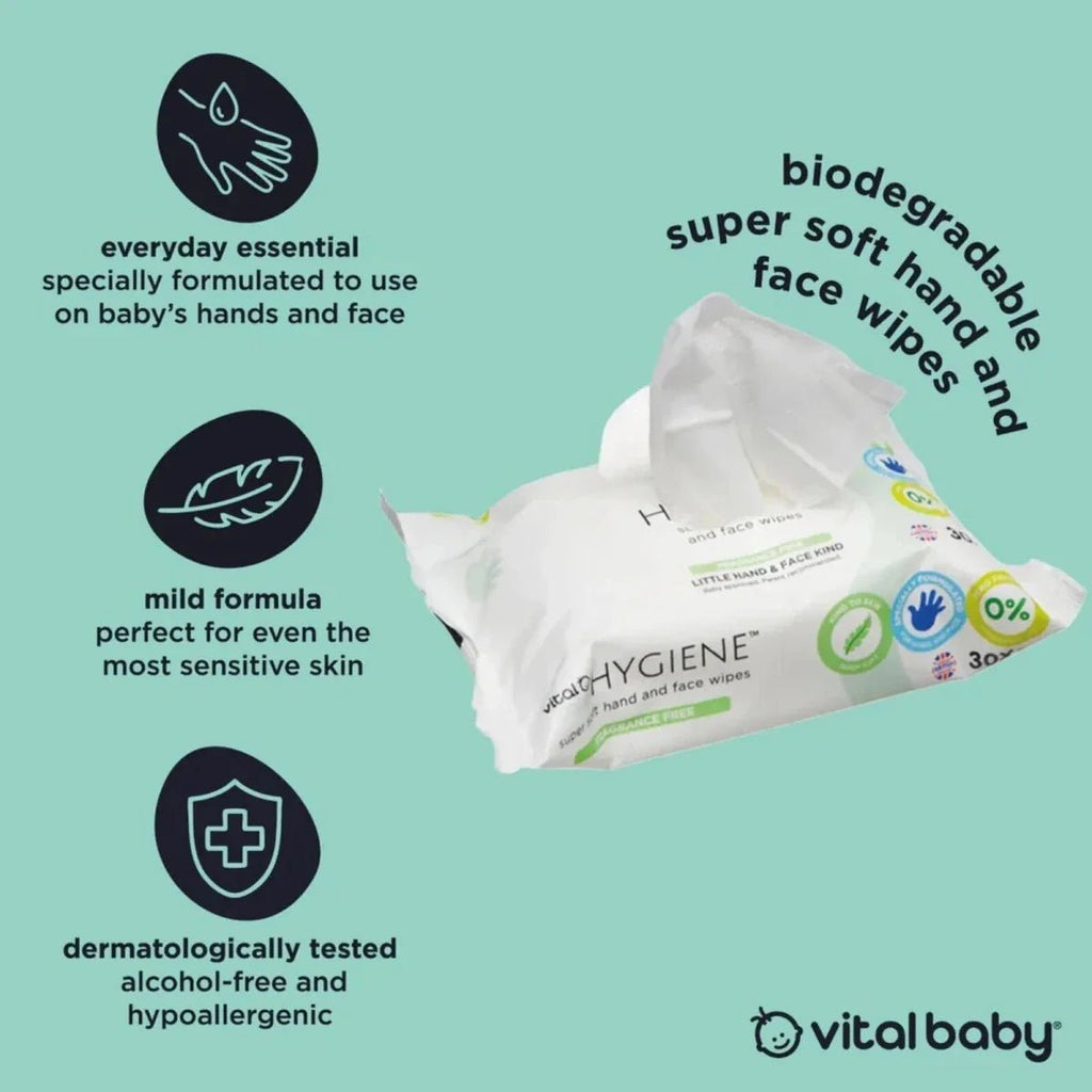 Vital Baby Hygiene Super Soft Fragrance Free Hand & Face Wipes - 12 packs - Baby&More