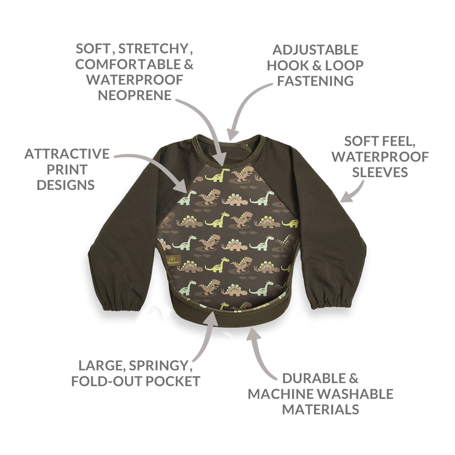 Weaning Bib with Sleeves - Dinosaurs UltraBib - Baby&More