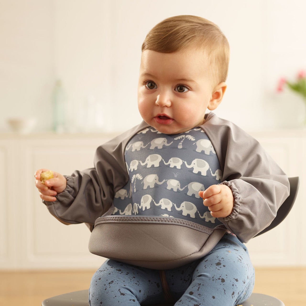 Weaning Bib with Sleeves - Elephants UltraBib - Baby&More
