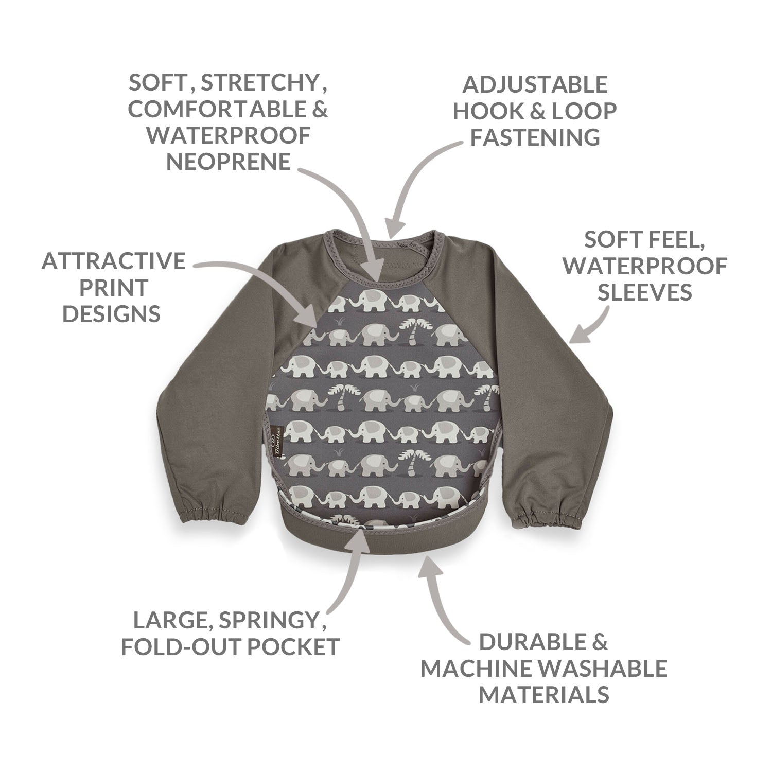 Weaning Bib with Sleeves - Elephants UltraBib - Baby&More