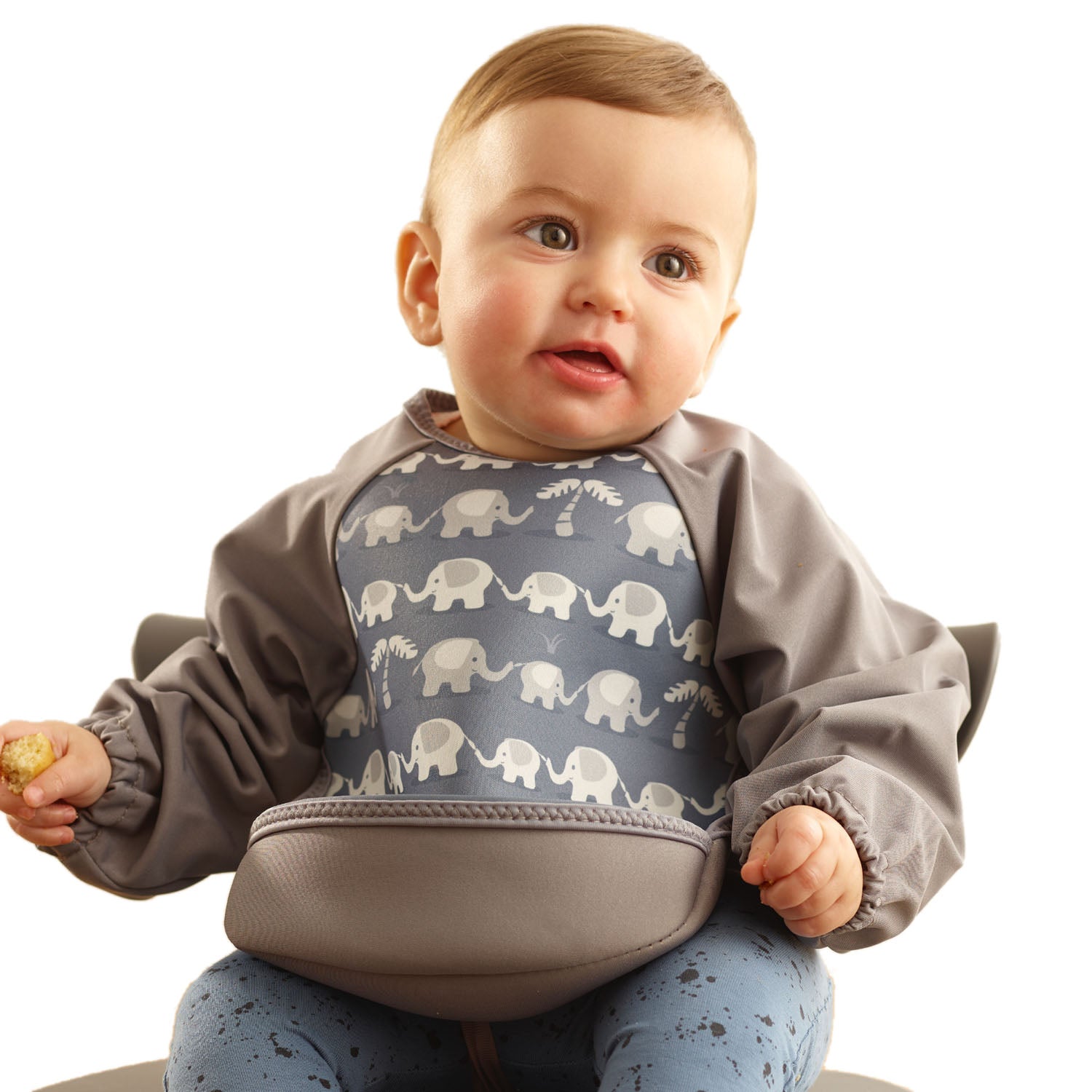 Weaning Bib with Sleeves - Elephants UltraBib - Baby&More