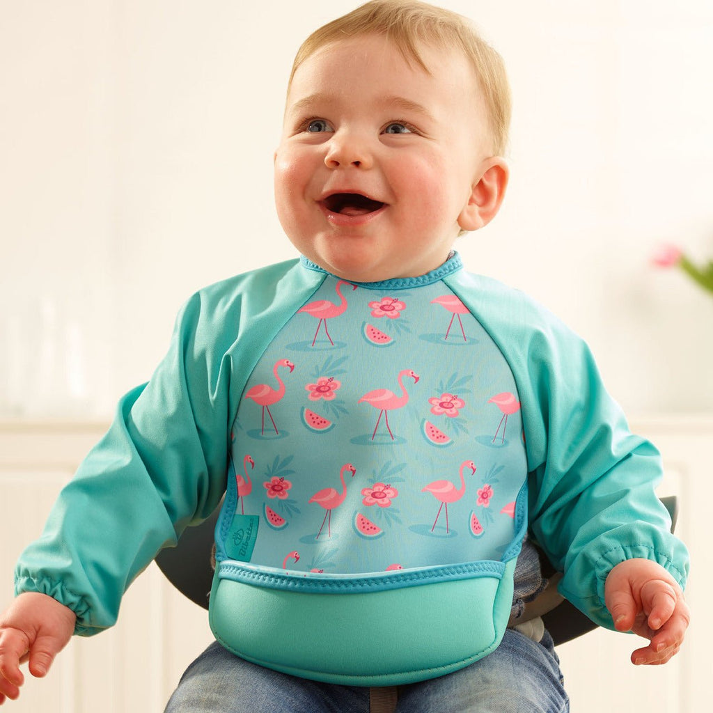 Weaning Bib with Sleeves - Flamingos UltraBib - Baby&More