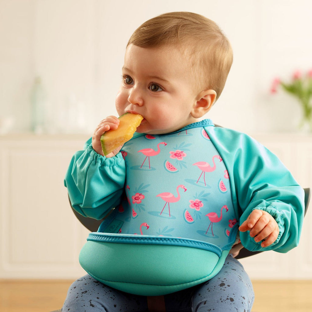 Weaning Bib with Sleeves - Flamingos UltraBib - Baby&More