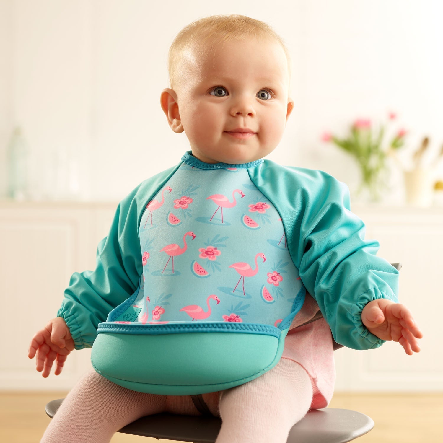 Weaning Bib with Sleeves - Flamingos UltraBib - Baby&More