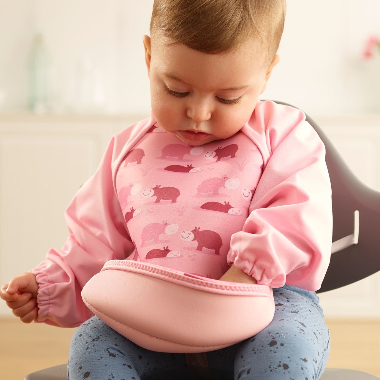 Weaning Bib with Sleeves - Hippos UltraBib - Baby&More