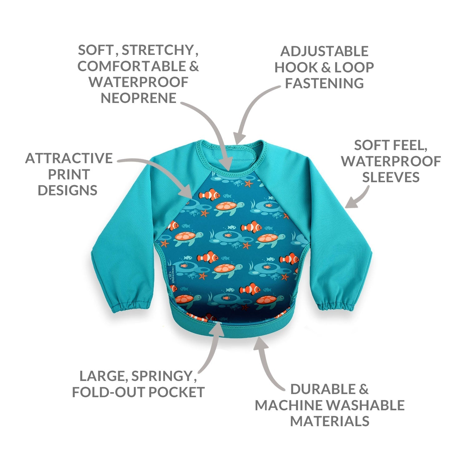 Weaning Bib with Sleeves - Tropical Fish UltraBib - Baby&More