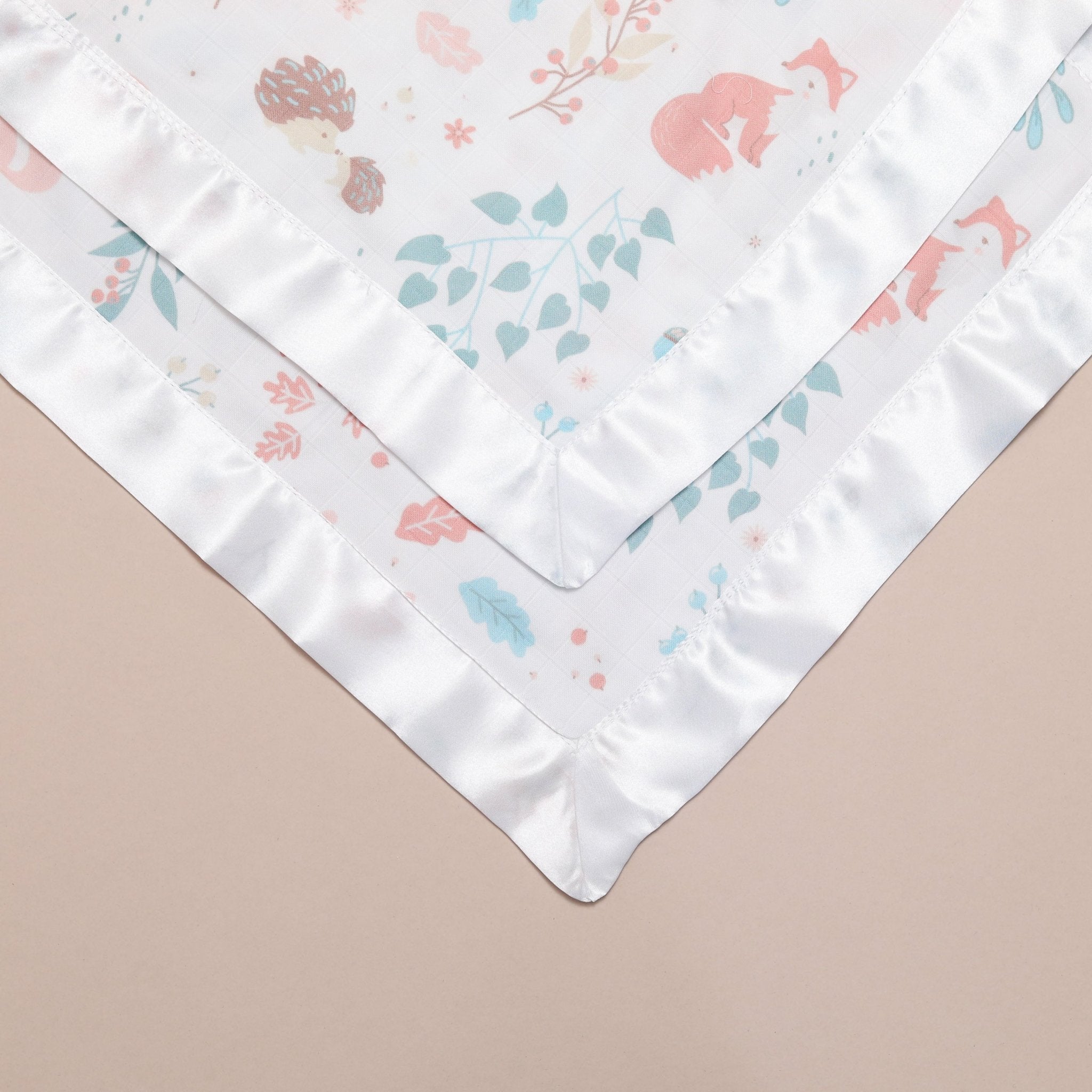 Whimsical Meadow Satin Edge Muslin Comforter - 2 - Pack - White Satin - Baby&More