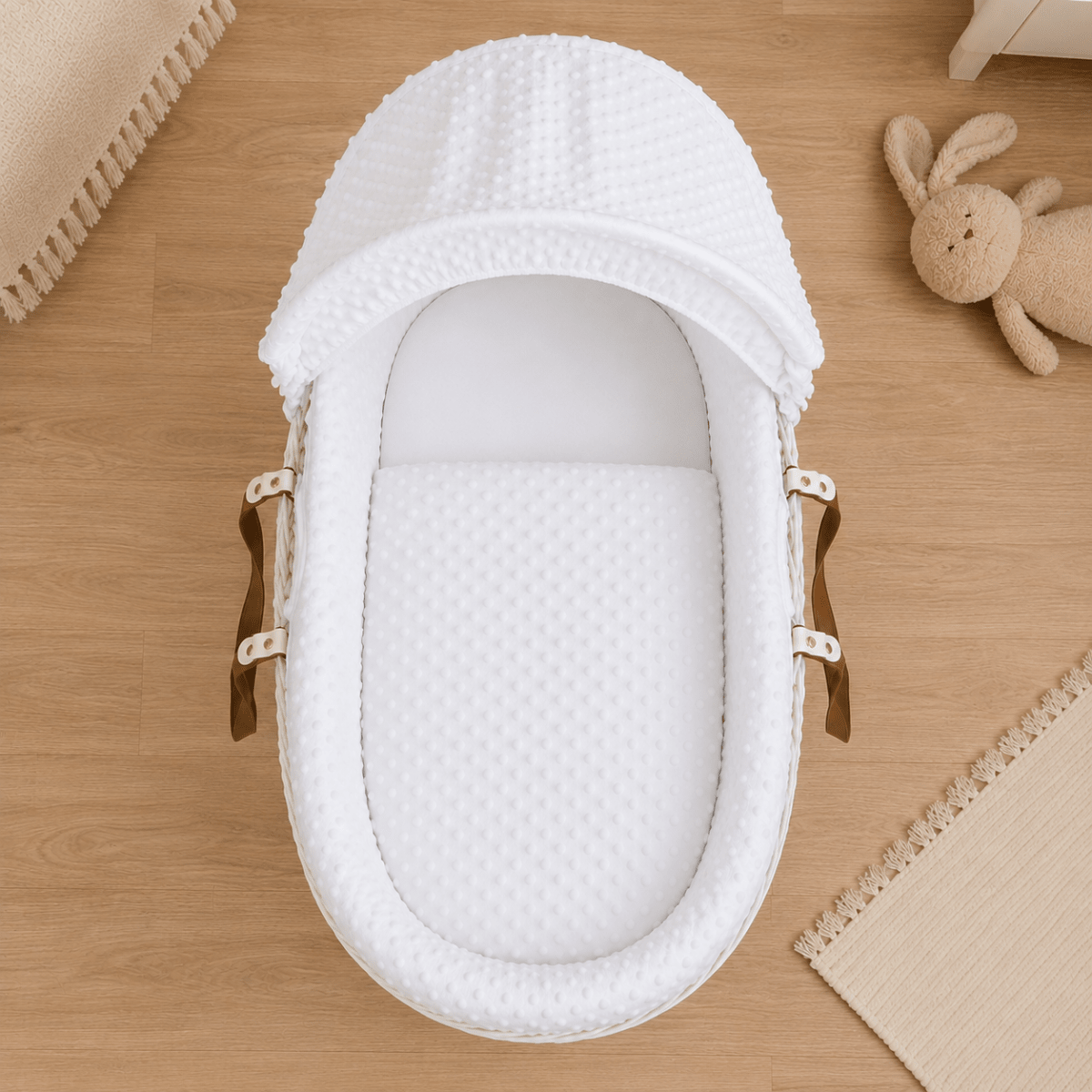 For Your Little One Moses Basket Bedding Set - White Dimple (Basket Not Included!)