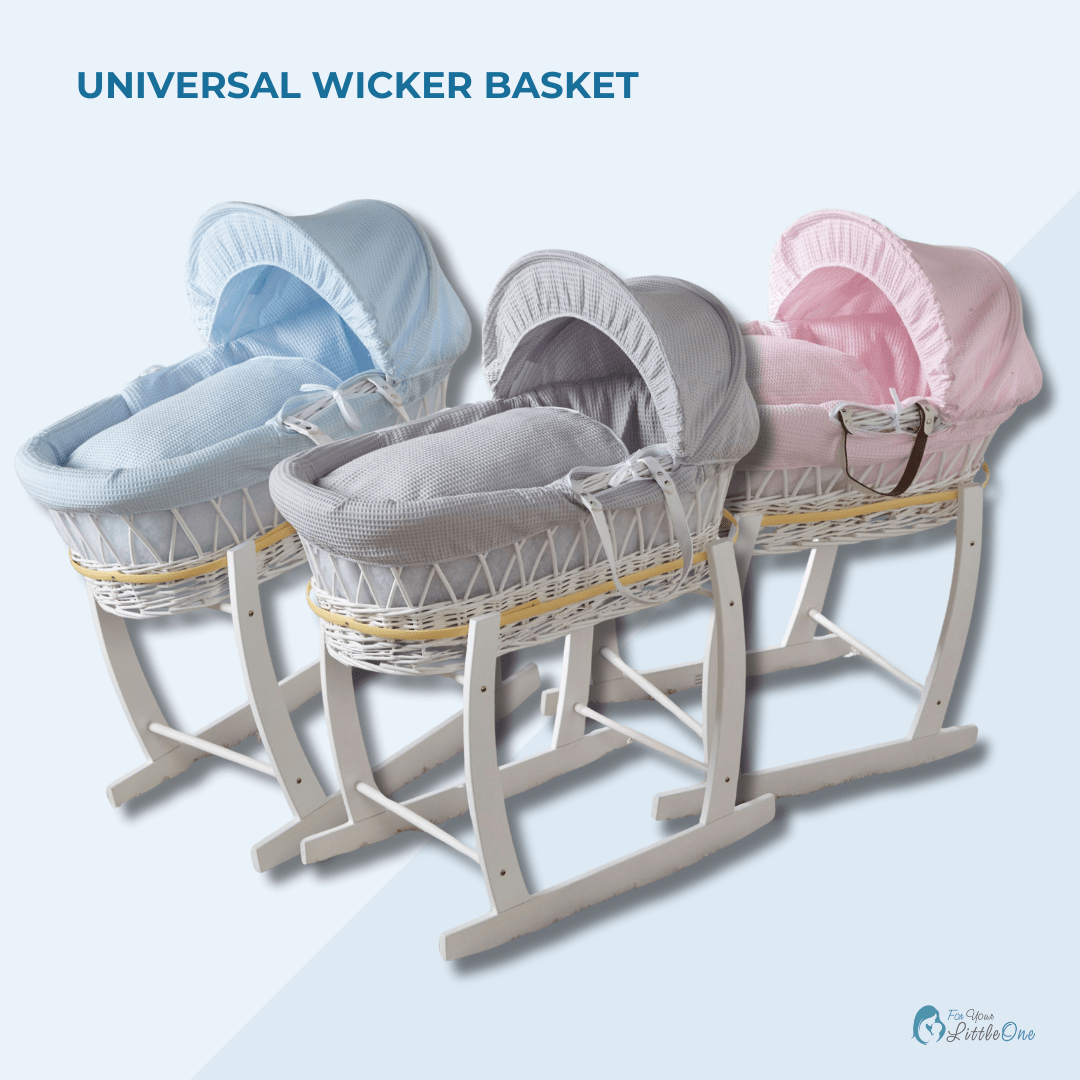 Wicker Baby Moses Basket With Stand and Bedding