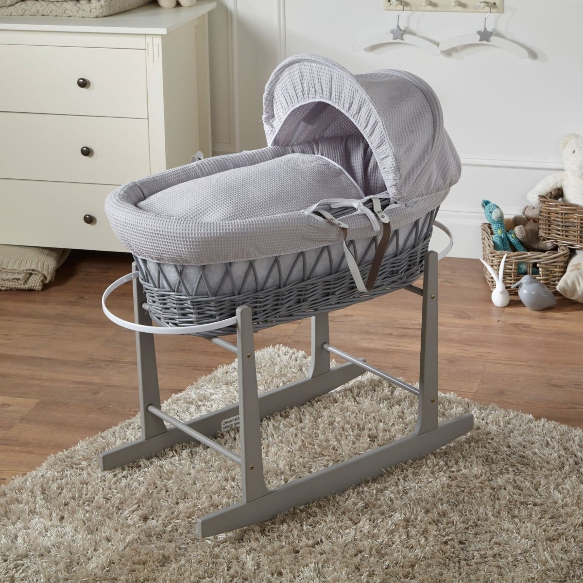 For Your Little One Wicker Moses Basket With Stand and Bedding