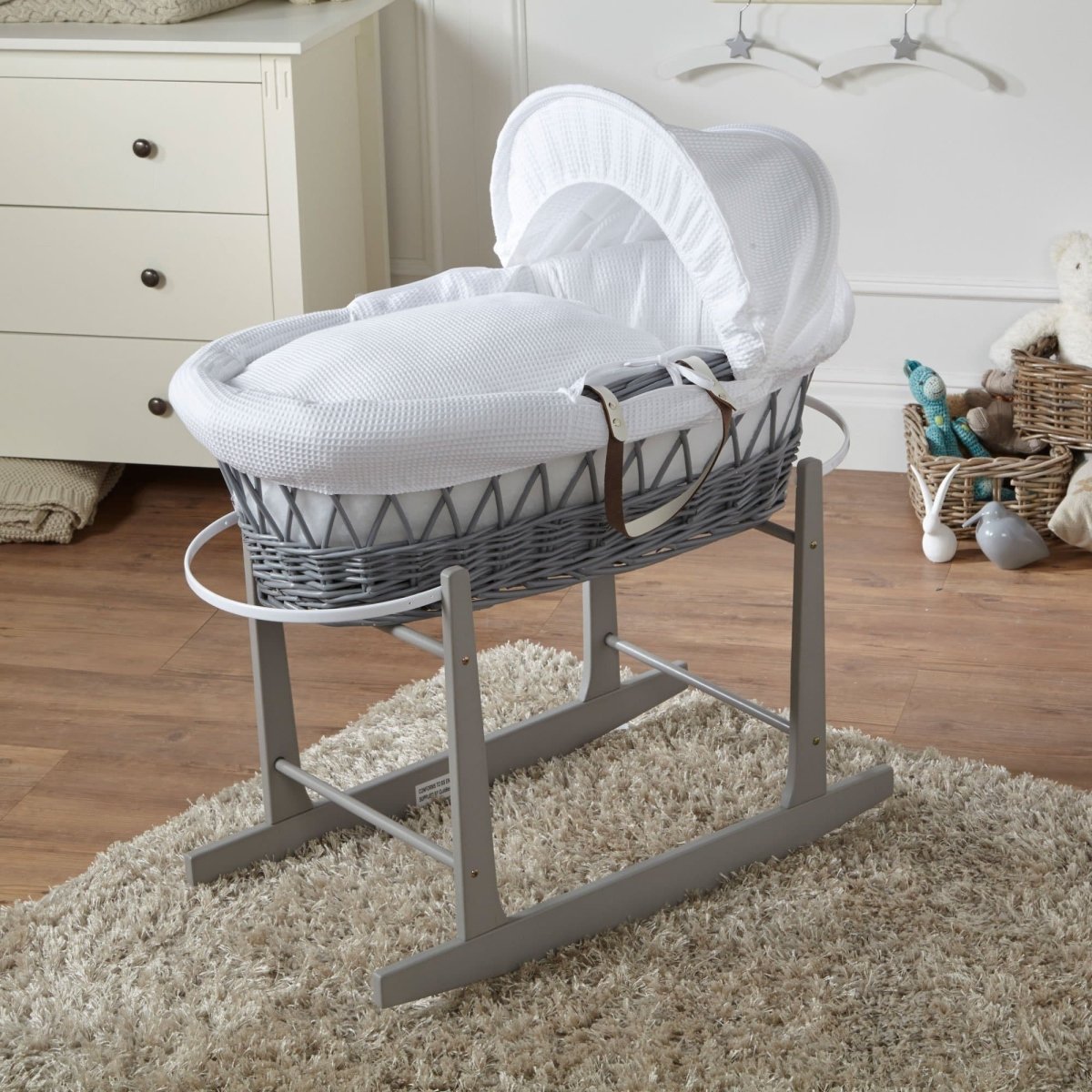 For Your Little One Wicker Moses Basket With Stand and Bedding