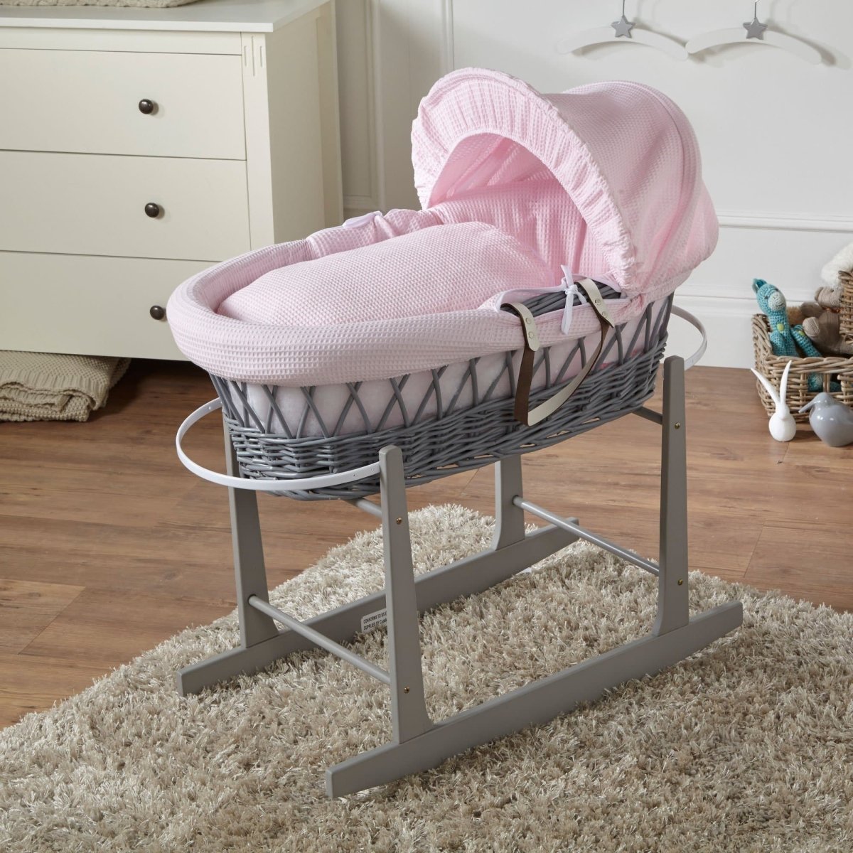 For Your Little One Wicker Moses Basket With Stand and Bedding