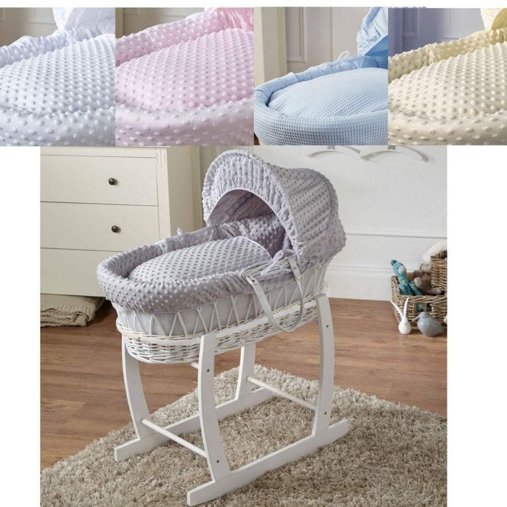 Wicker Baby Moses Basket With Stand and Bedding