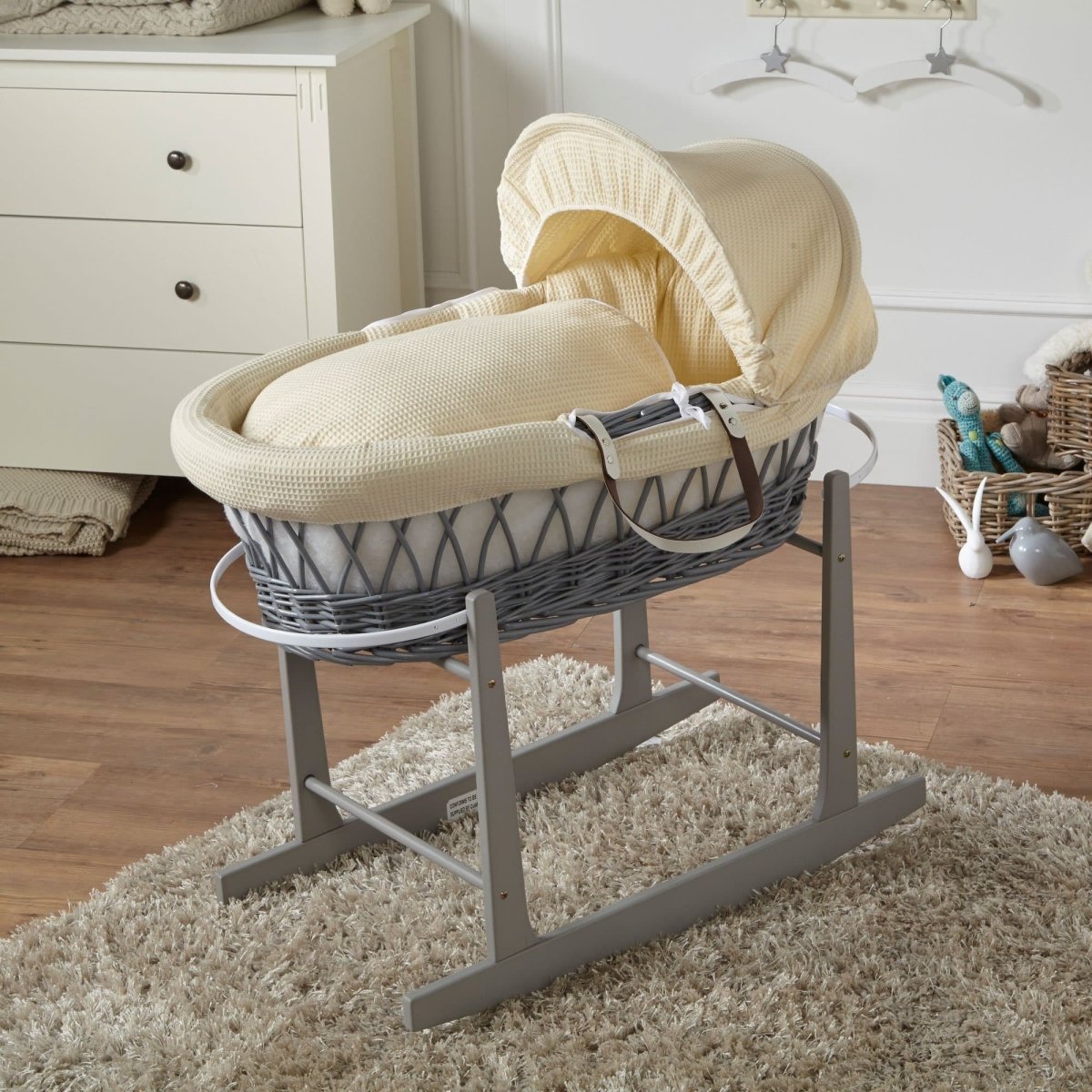 For Your Little One Wicker Moses Basket With Stand and Bedding